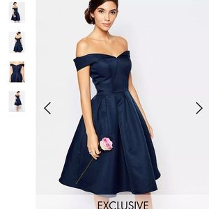 Chi Chi London Bardot Neck Midi Dress